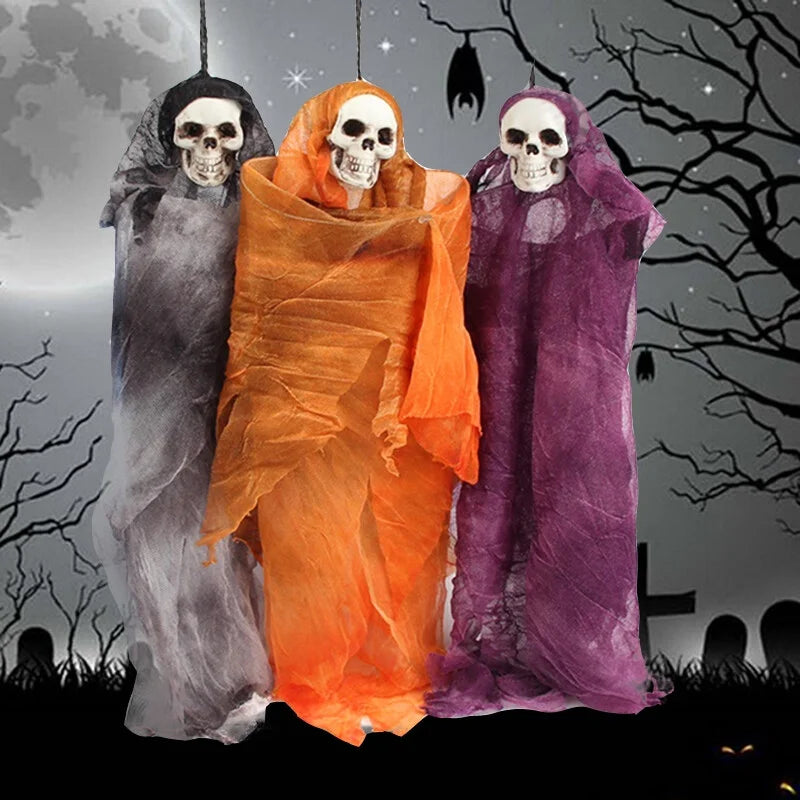 Grey Halloween Skull Doll Decoration Prop H29214