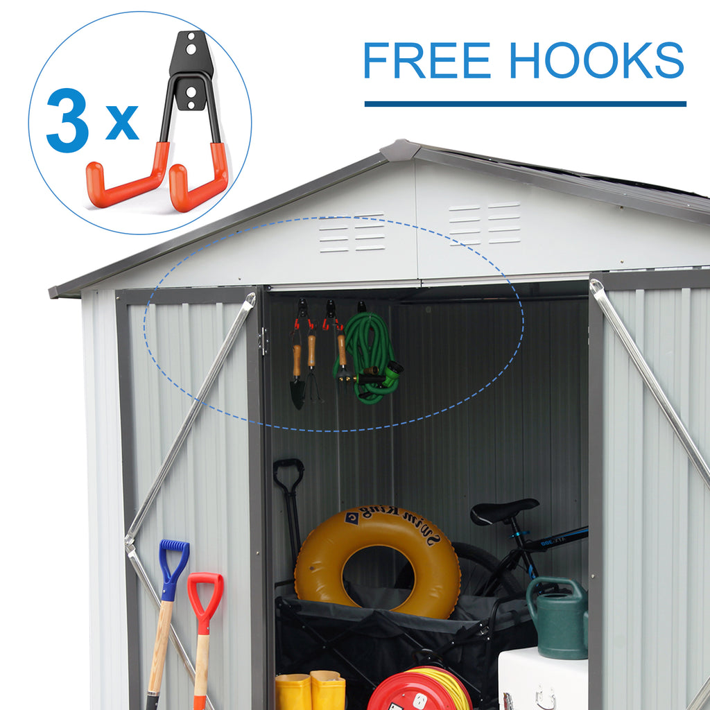 White Metal Garden Shed with Hinged Door Lockable Q2218