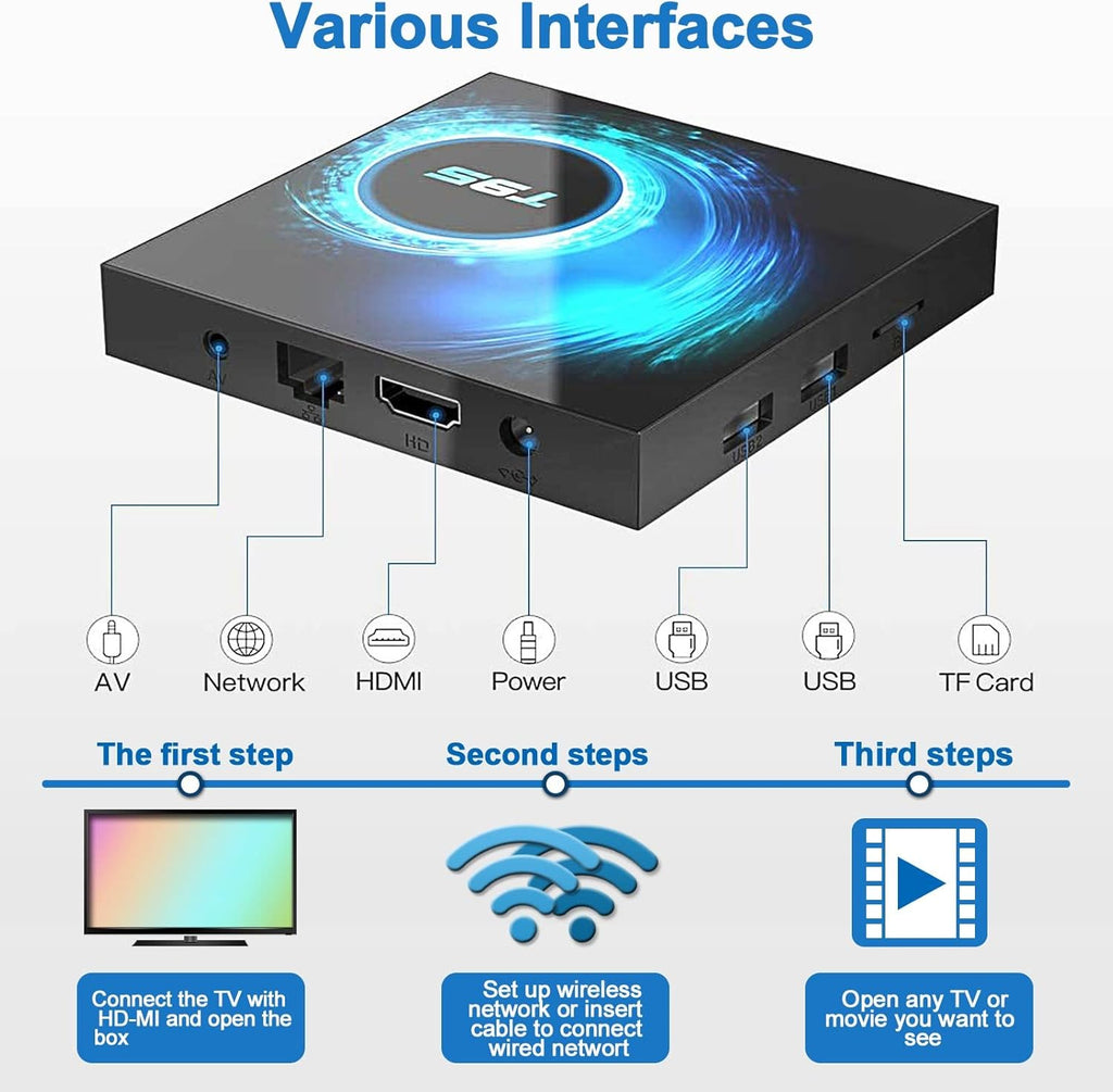 4GB Ram 64GB ROM Allwinner H616 Quad-Core CPU 4K 6K Ultra HD Smart TV Box Pack of 2 Z683801