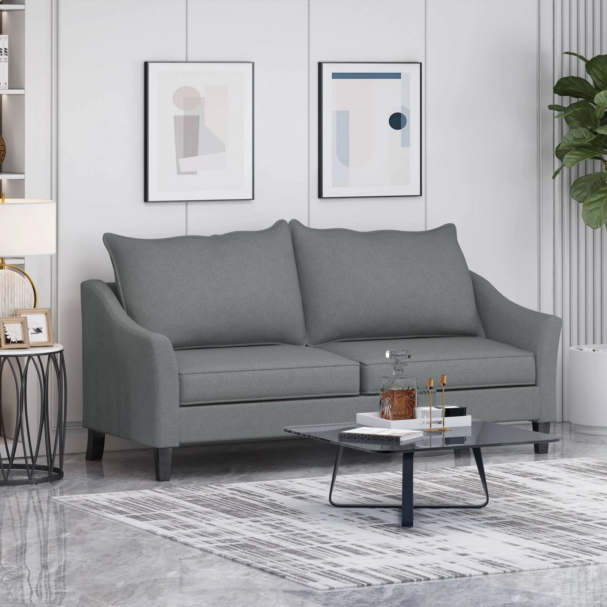 Charcoal Fabric 3 Seater Sofa C6335