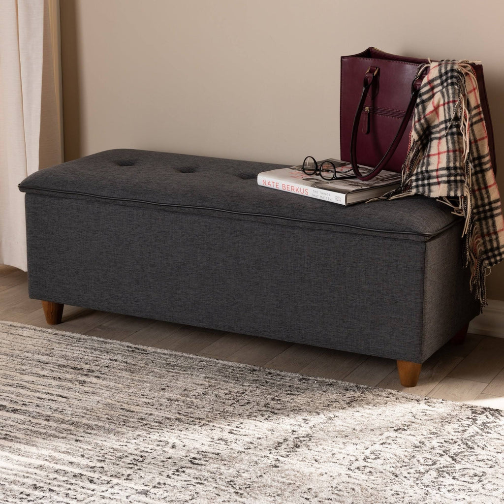 Greyish Beige Fabric Storage Ottoman K876544