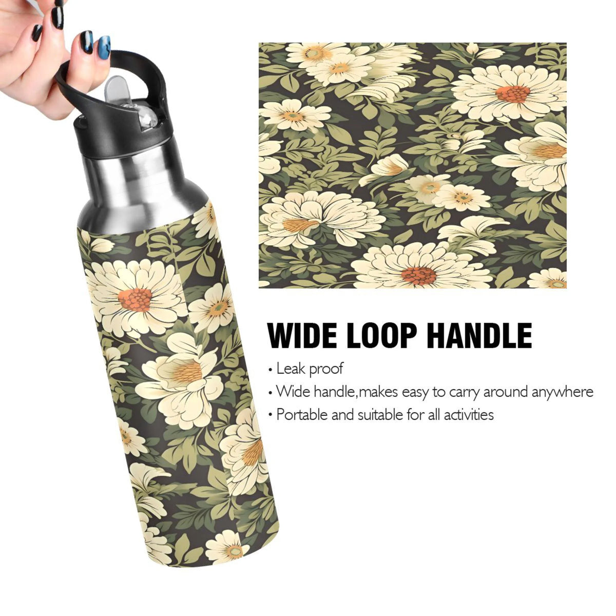 Stainless Steel Insulated Water Bottle with Straw Lid F4961
