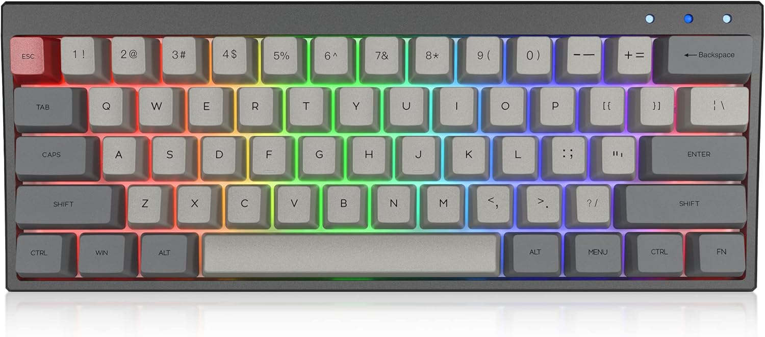 White 61Key Ultra-Compact Mechanical Keyboard with PBT Pudding Keycap, Hot Swappable, Pack of 2 Y598