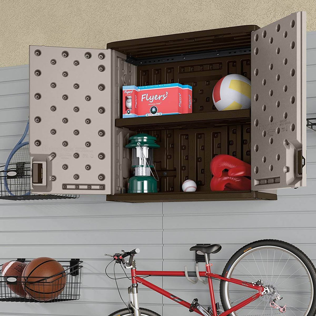 4 Cubic Feet Resin Single Shelf Garage Wall Storage Cabinet (2 Pack) Z95344