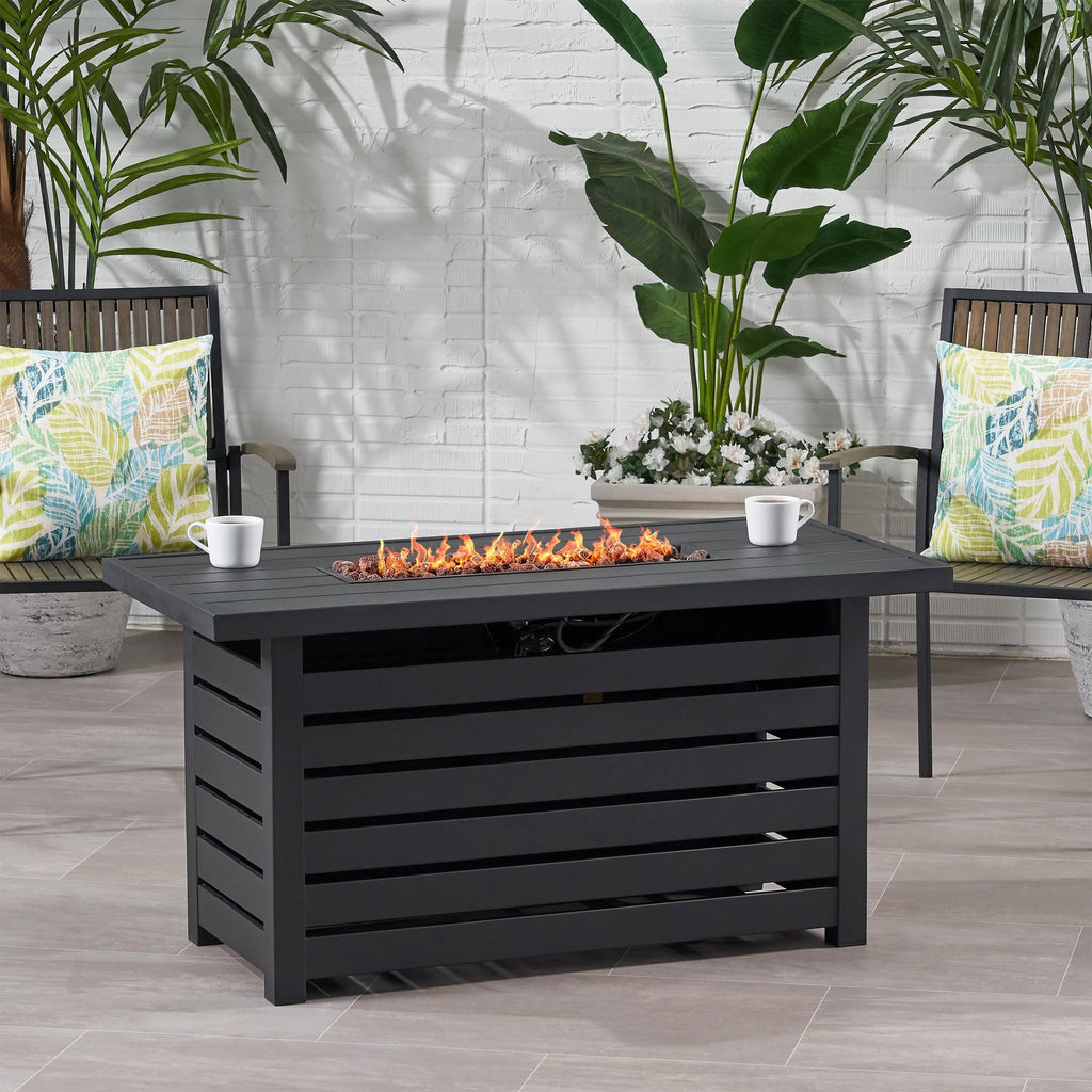 Matte Black Rectangular Iron Fire Pit S158