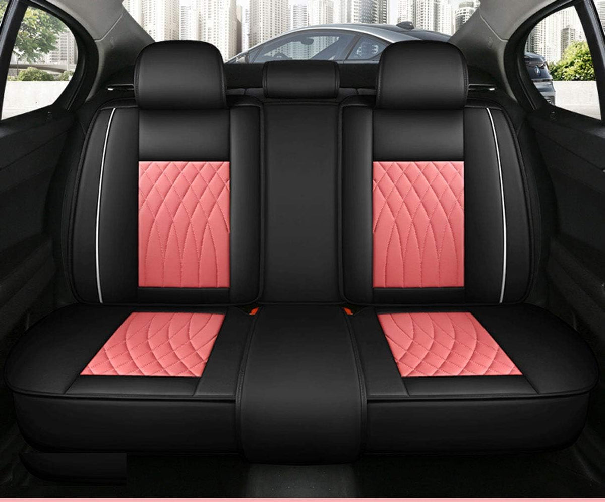 Black&Pink Faux Leather Car Seat Covers Full Set R181