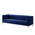 Navy Velvet Tuxedo Sofa with Chrome Leg G846387