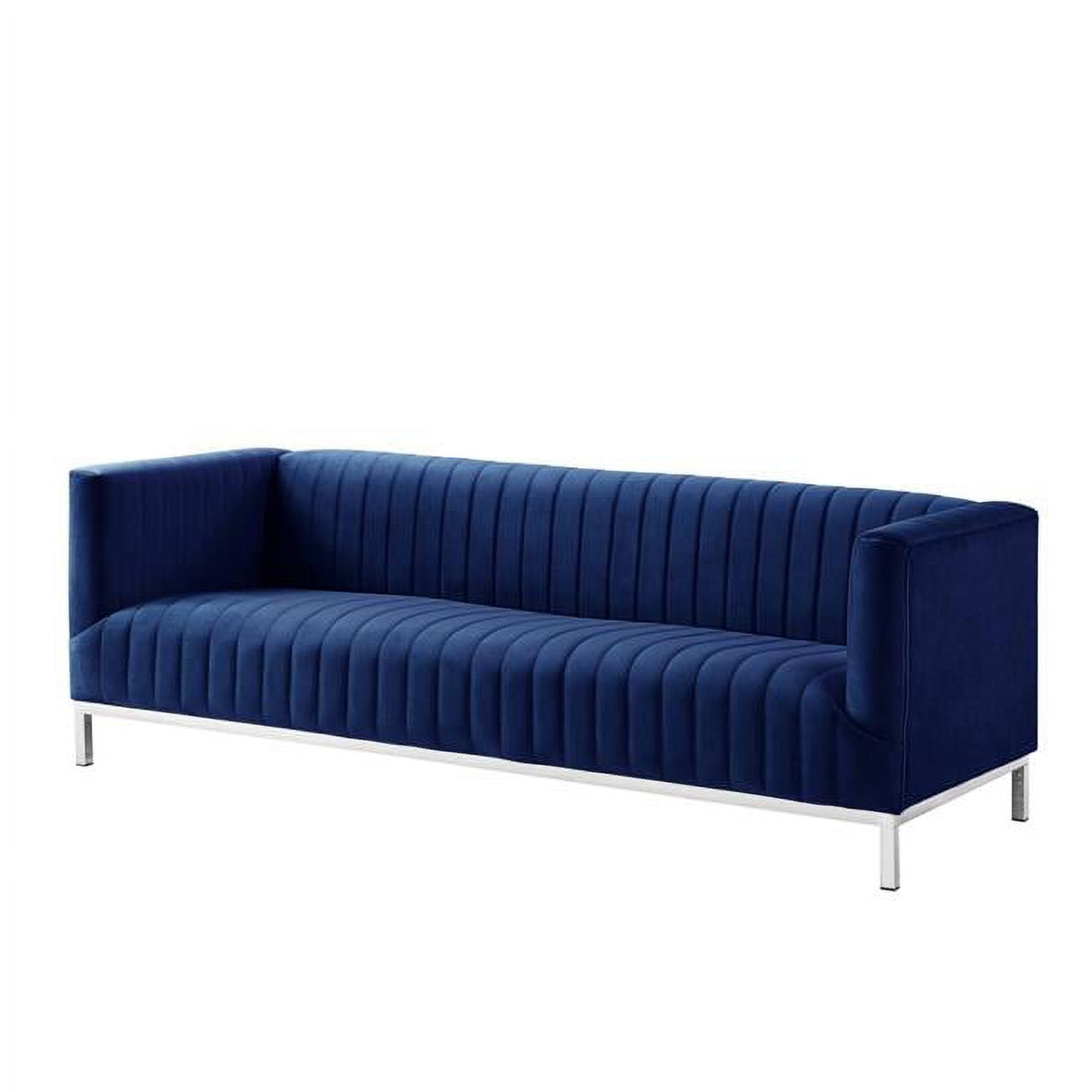 Navy Velvet Tuxedo Sofa with Chrome Leg G846387
