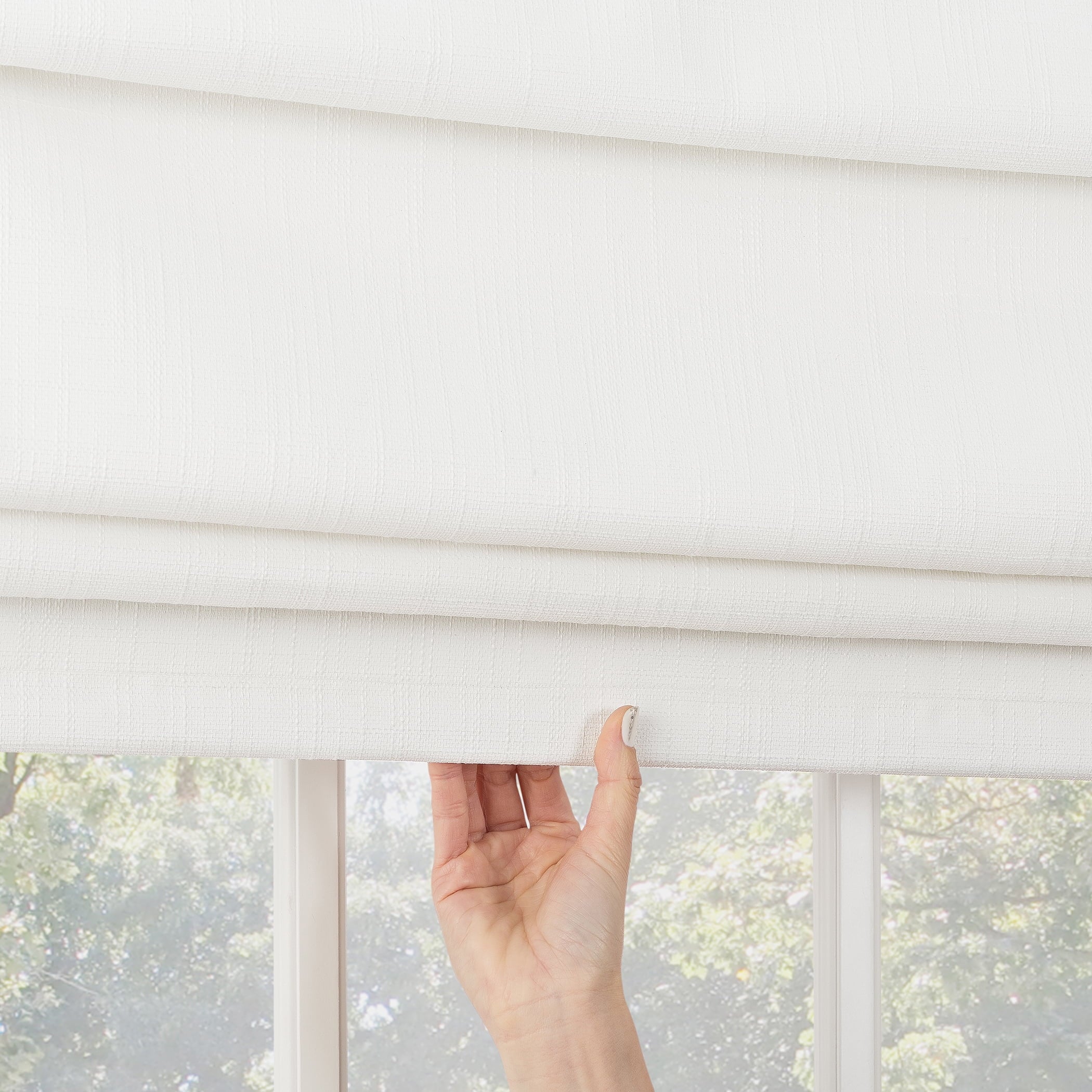 White 100% Blackout Cordless Roman Shade L494650