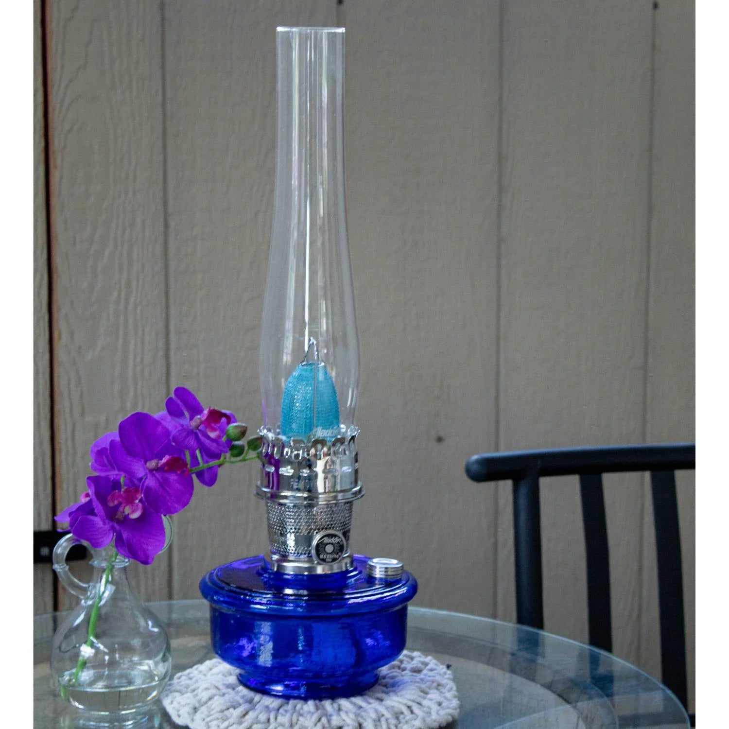 Cobalt Blue Glass Oil Lamp T63460