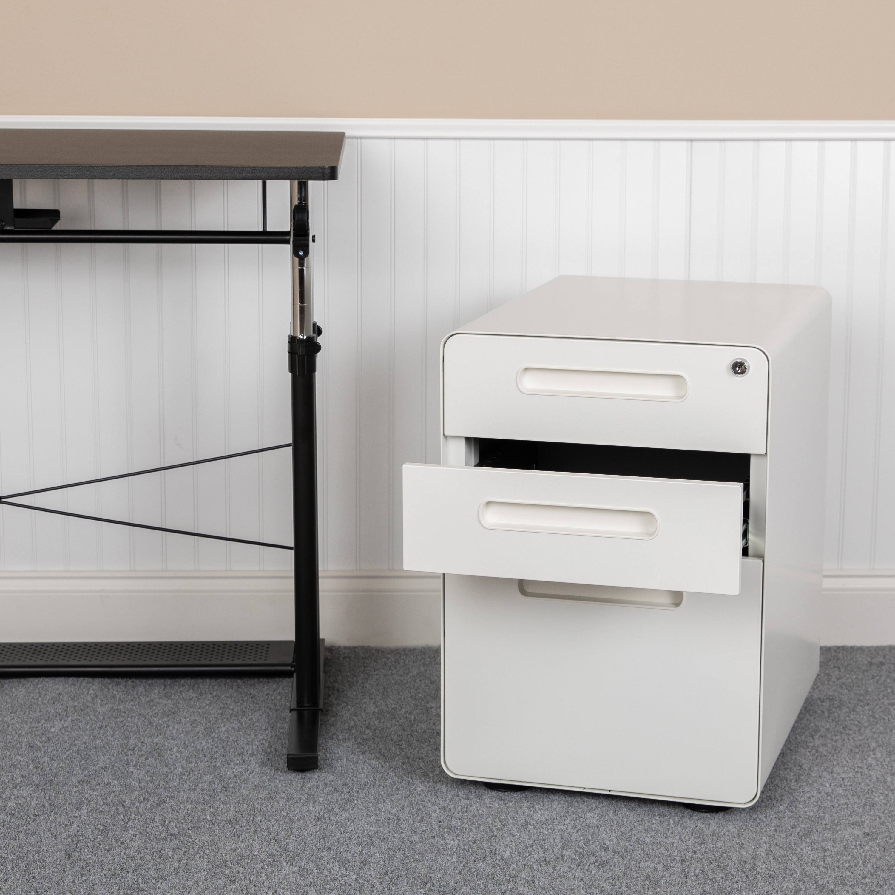 White 3 Drawer Filing Cabinet G569173