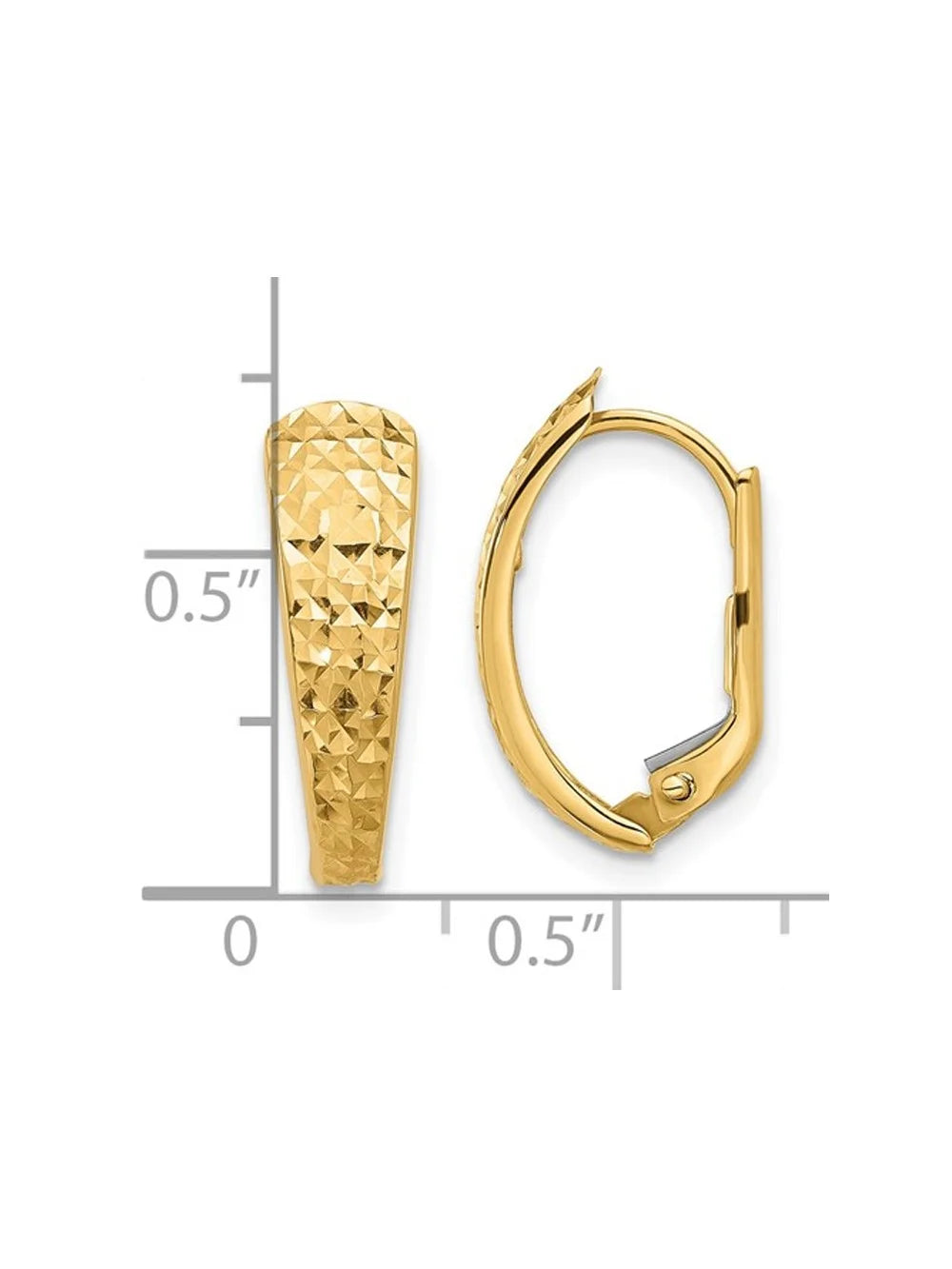 14K Yellow Gold Leverback Hoop Earrings J37089