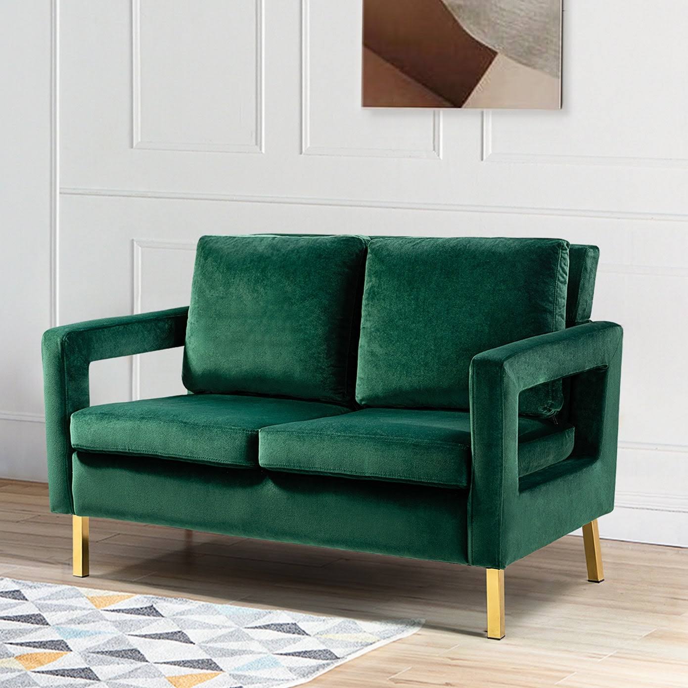 Green 50x22 Loveseat with Gold Metal Legs B374