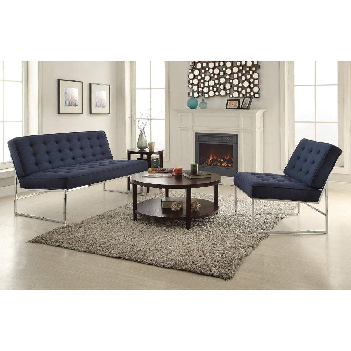 Klein Charcoal Loveseat with Chrome Base T582722