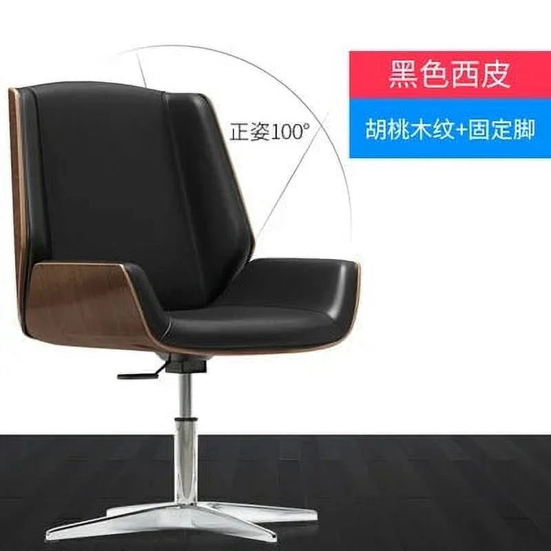 Solid Wood Leather Swivel Office Chair C144