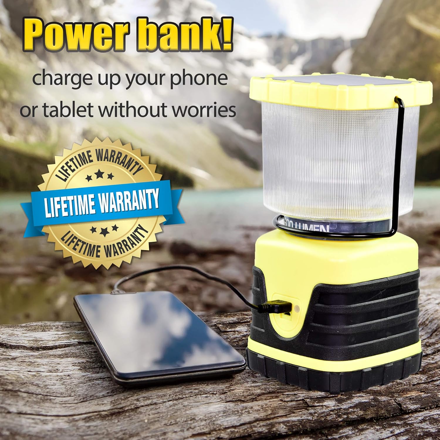 Rechargeable Solar Camping Lantern 600 Lumen USB Power Bank O857
