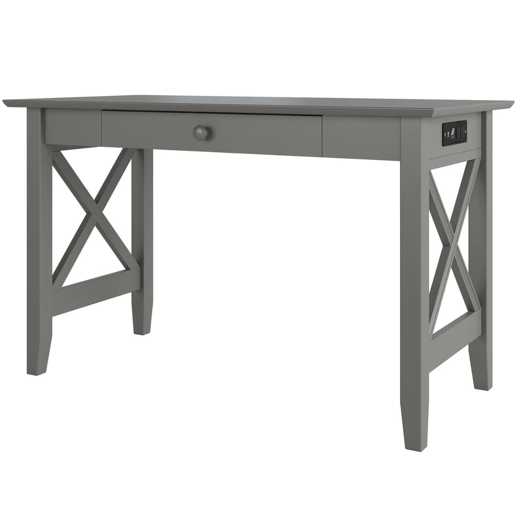 Grey Drawer Desk with Charger Station H97509