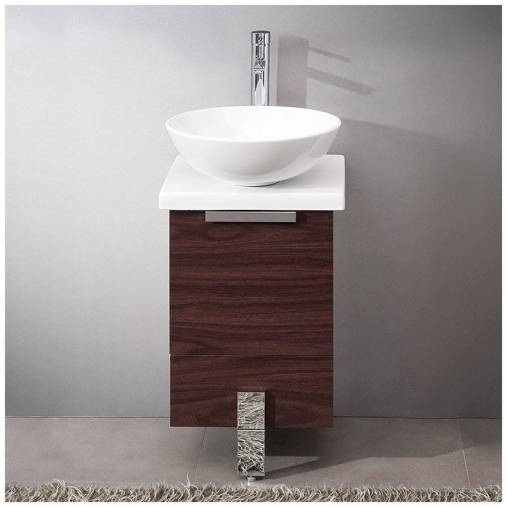 16x22 Dark Walnut Bathroom Cabinet with Top and Vessel Sink A868608