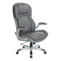 Grey Bonded Leather Executive Chair with Flip Arms Q359230
