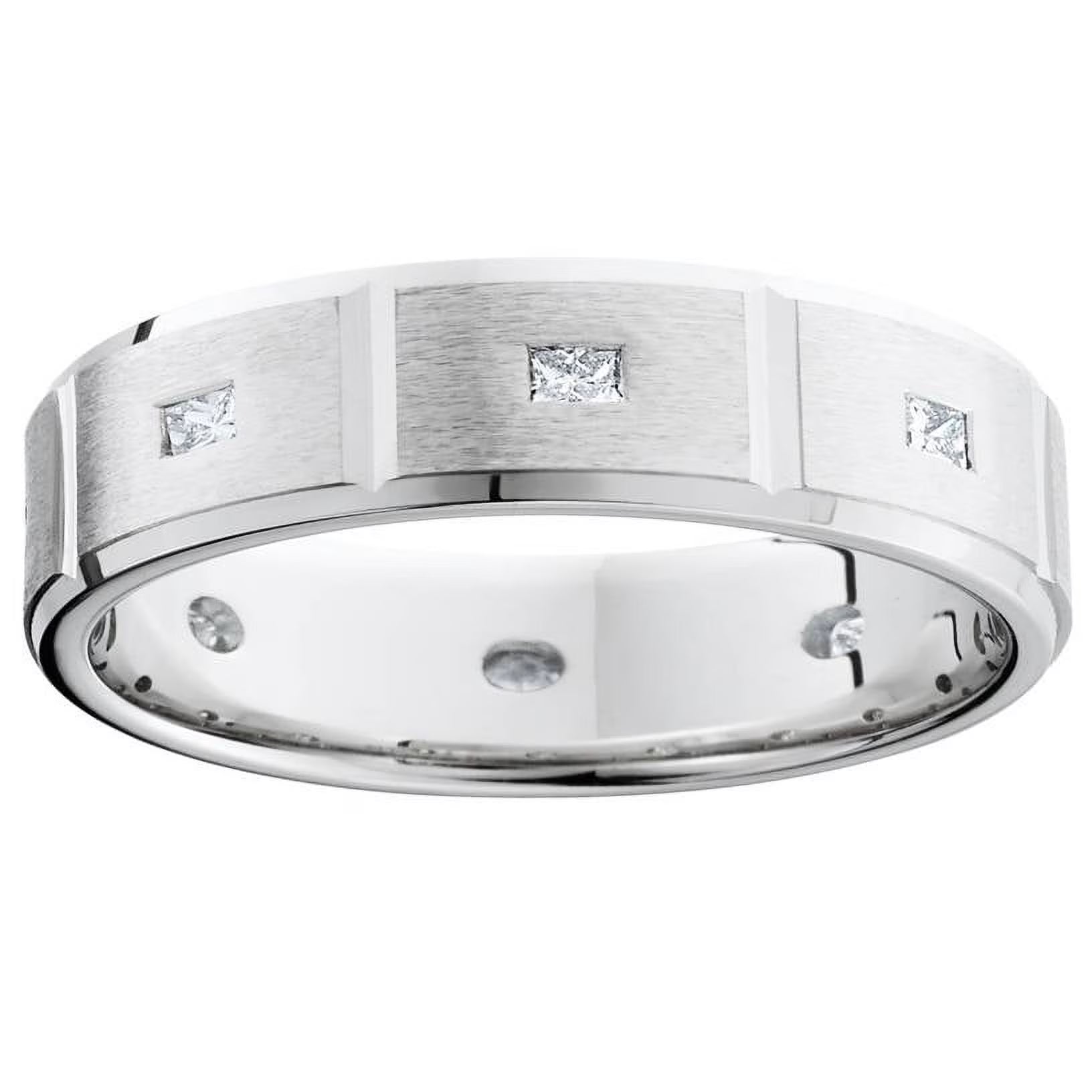 Princess Cut Diamond White Gold Wedding Ring Band F254