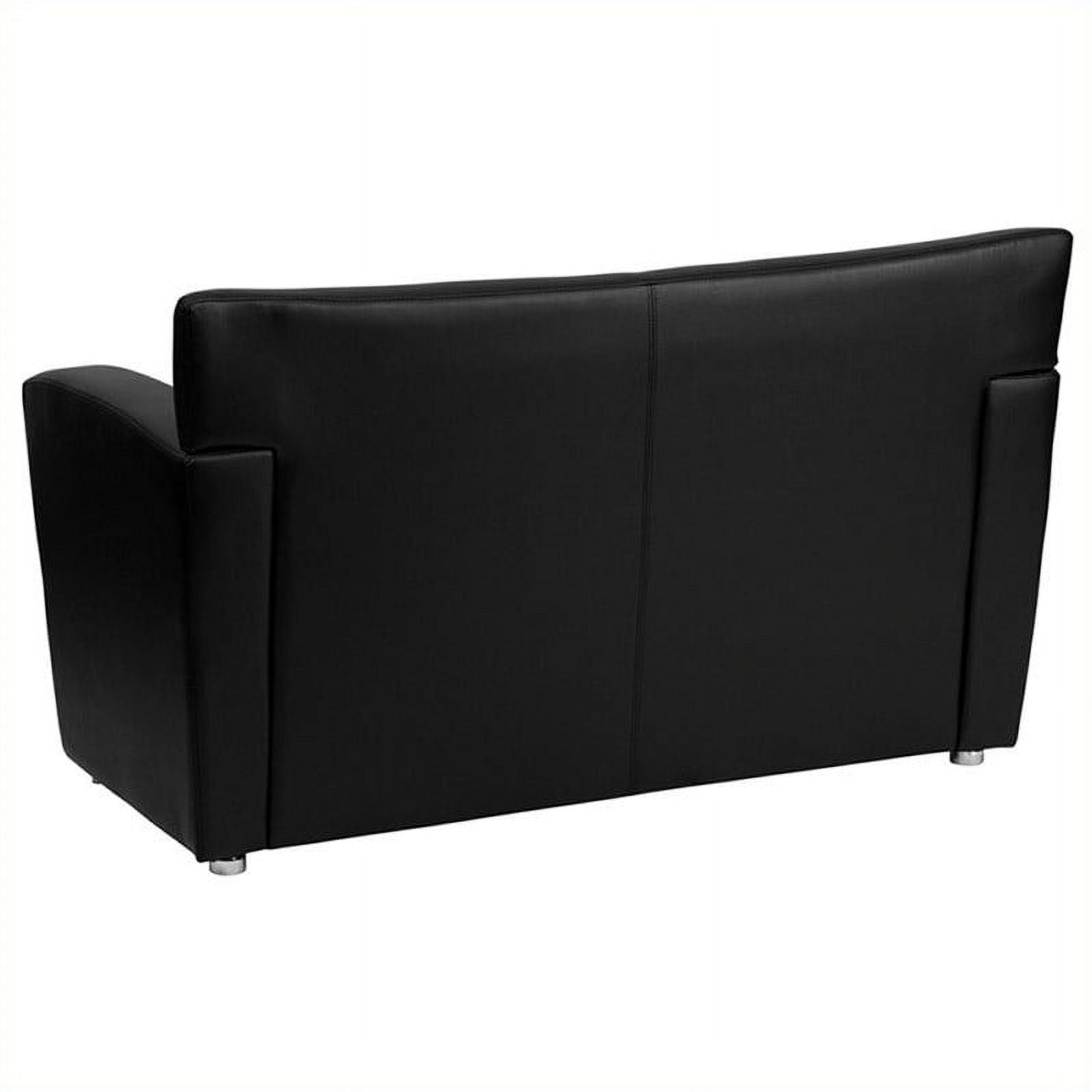 Modern LeatherSoft Flared Arms Love Seat in Black P2891