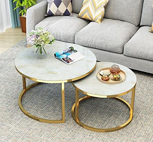 Tempered Glass Round Coffee Table 2 in 1 Combination Center Table Q300