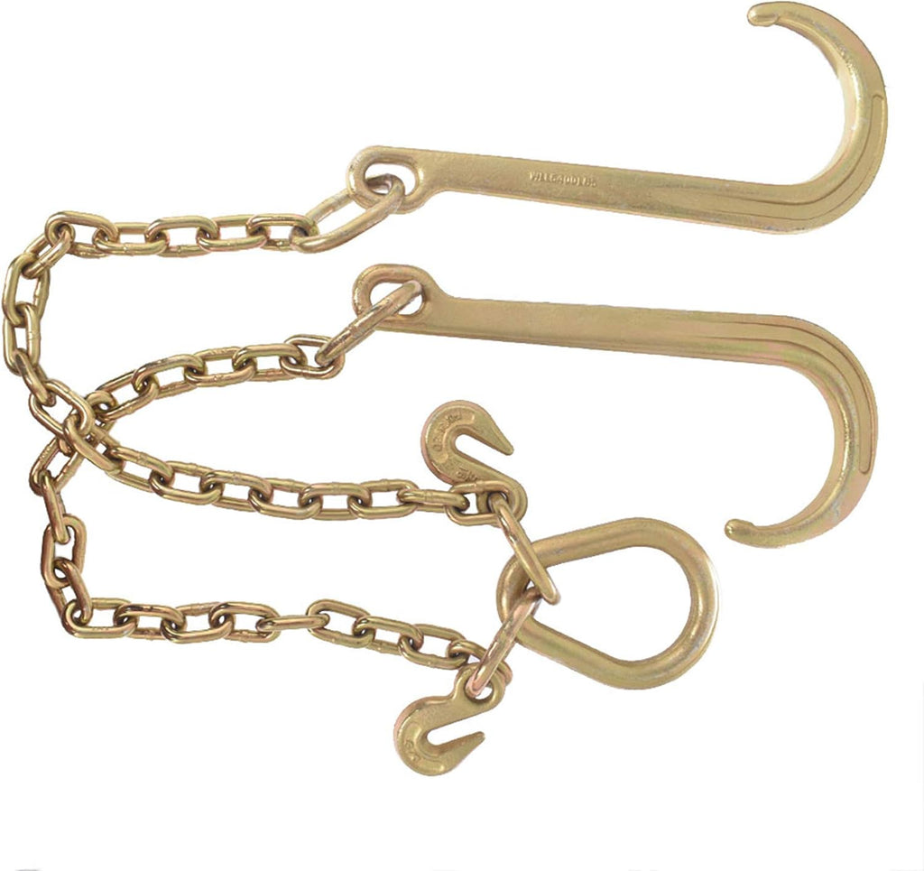 5/16 x 10 FT Grade 70 Tow Chain with 15 J Hook and T Hook Mini J Hook, Pack of 2 V3537