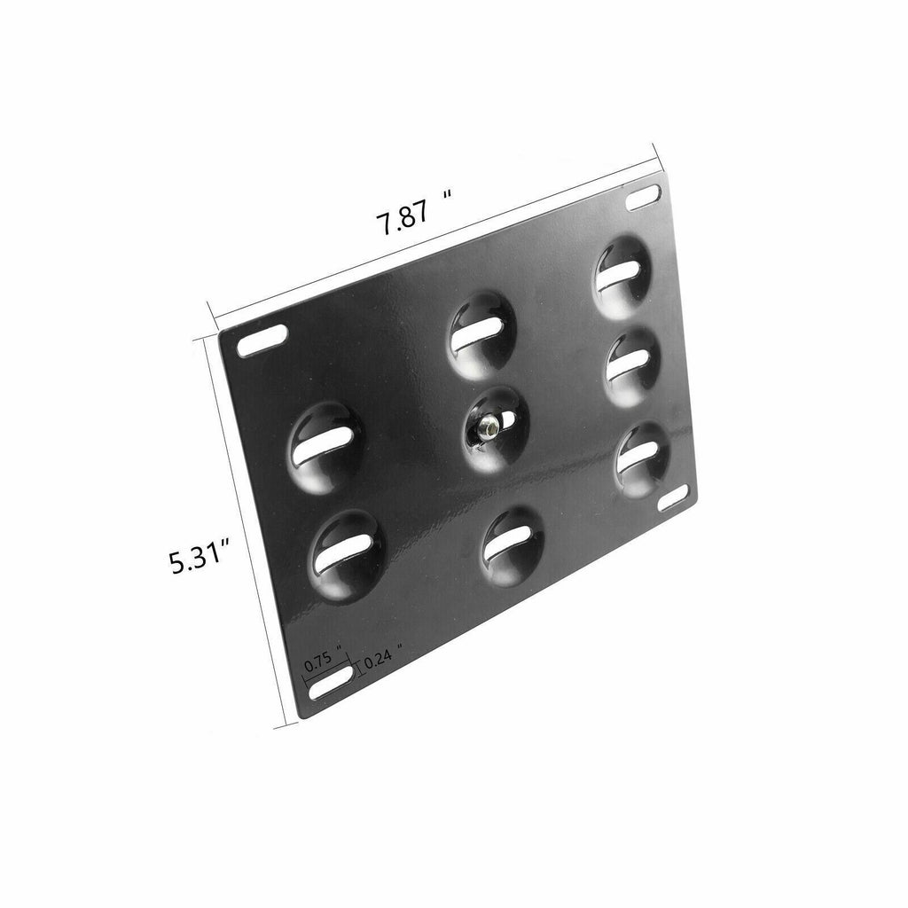 Black No Drill Tow Hook License Plate Mounting Bracket Adapter Kit K445