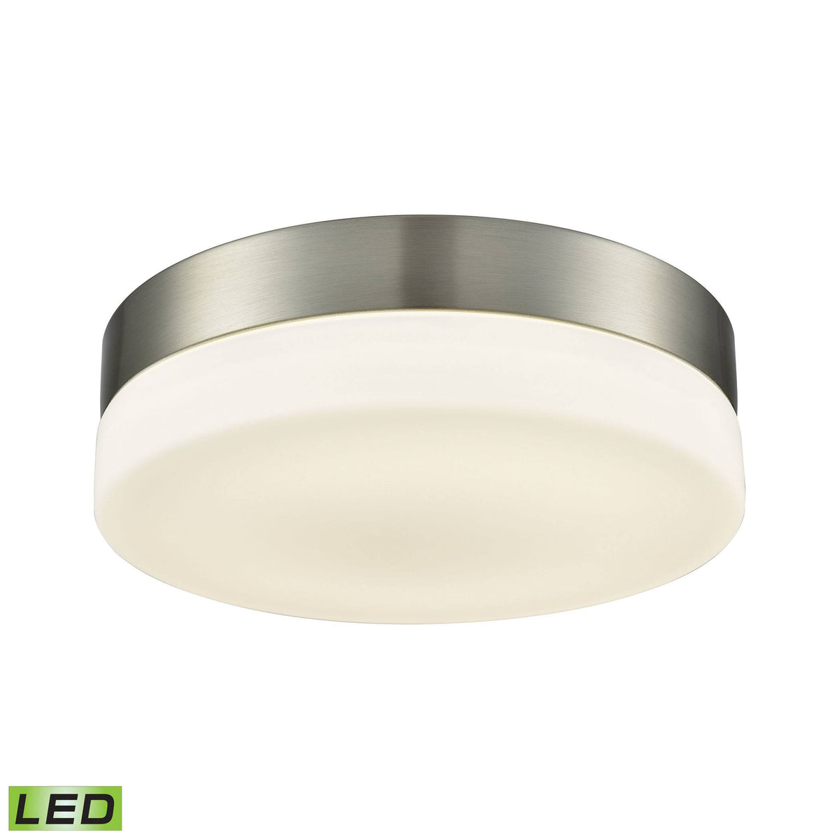 Satin Nickel Round Flush Mount with Opal Glass J6750