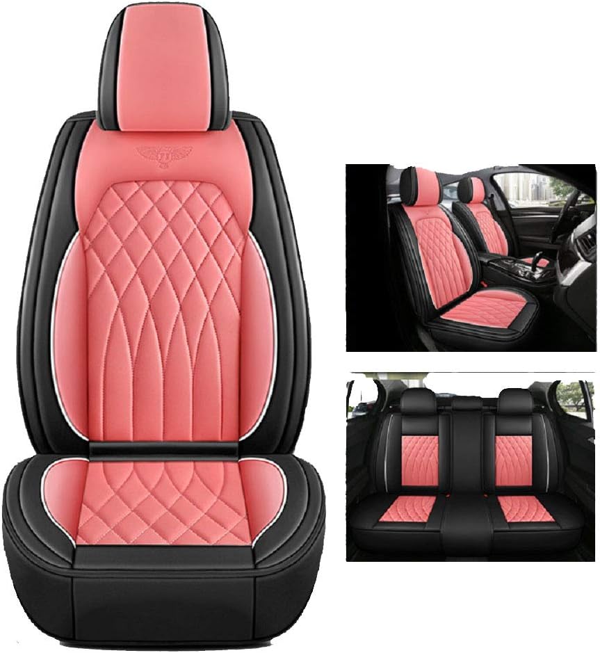 Black&Pink Faux Leather Car Seat Covers Full Set R181