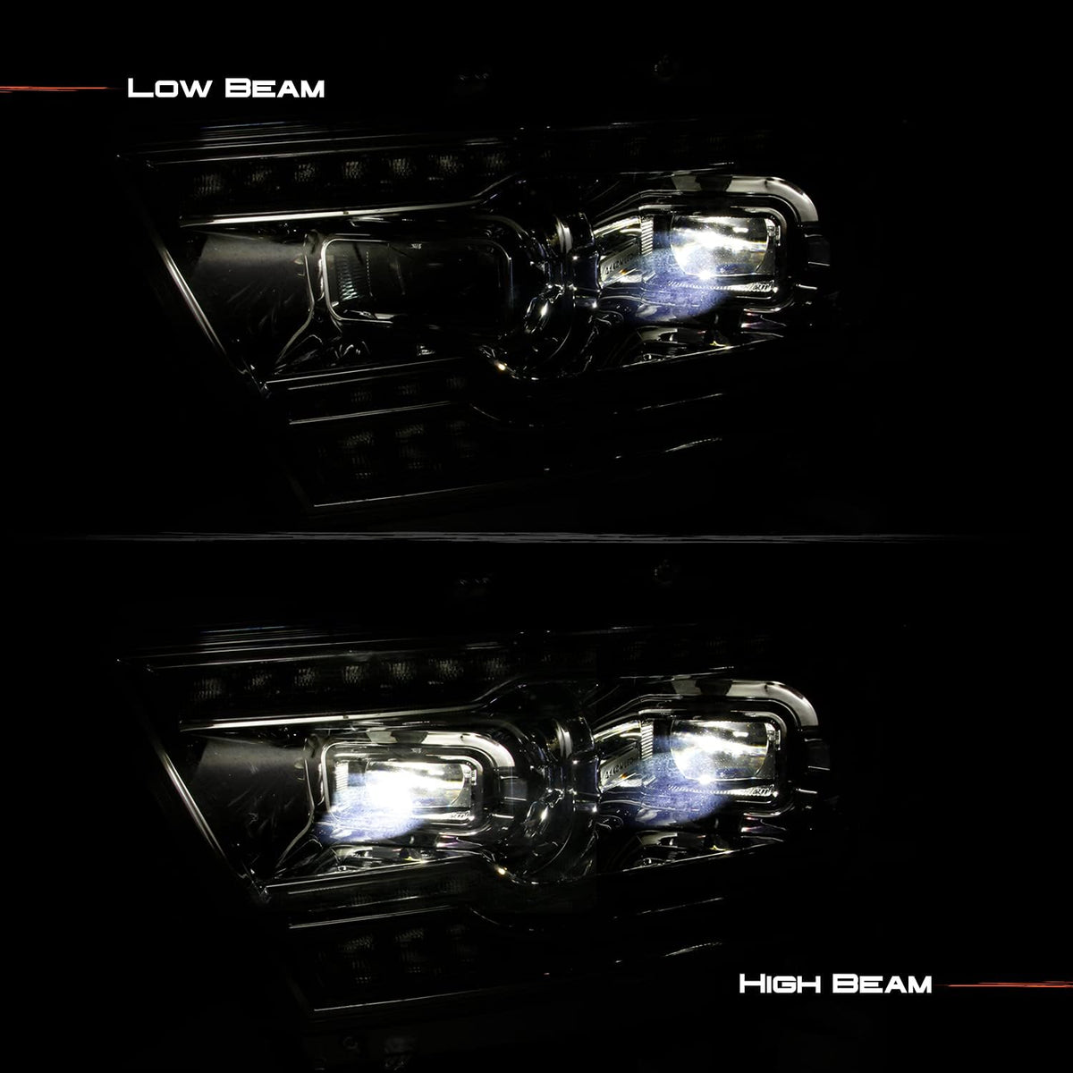 Chrome Housing Dual Projector Full-LED Sequential Light Bar Headlights for Dodge RAM 1500 U871408