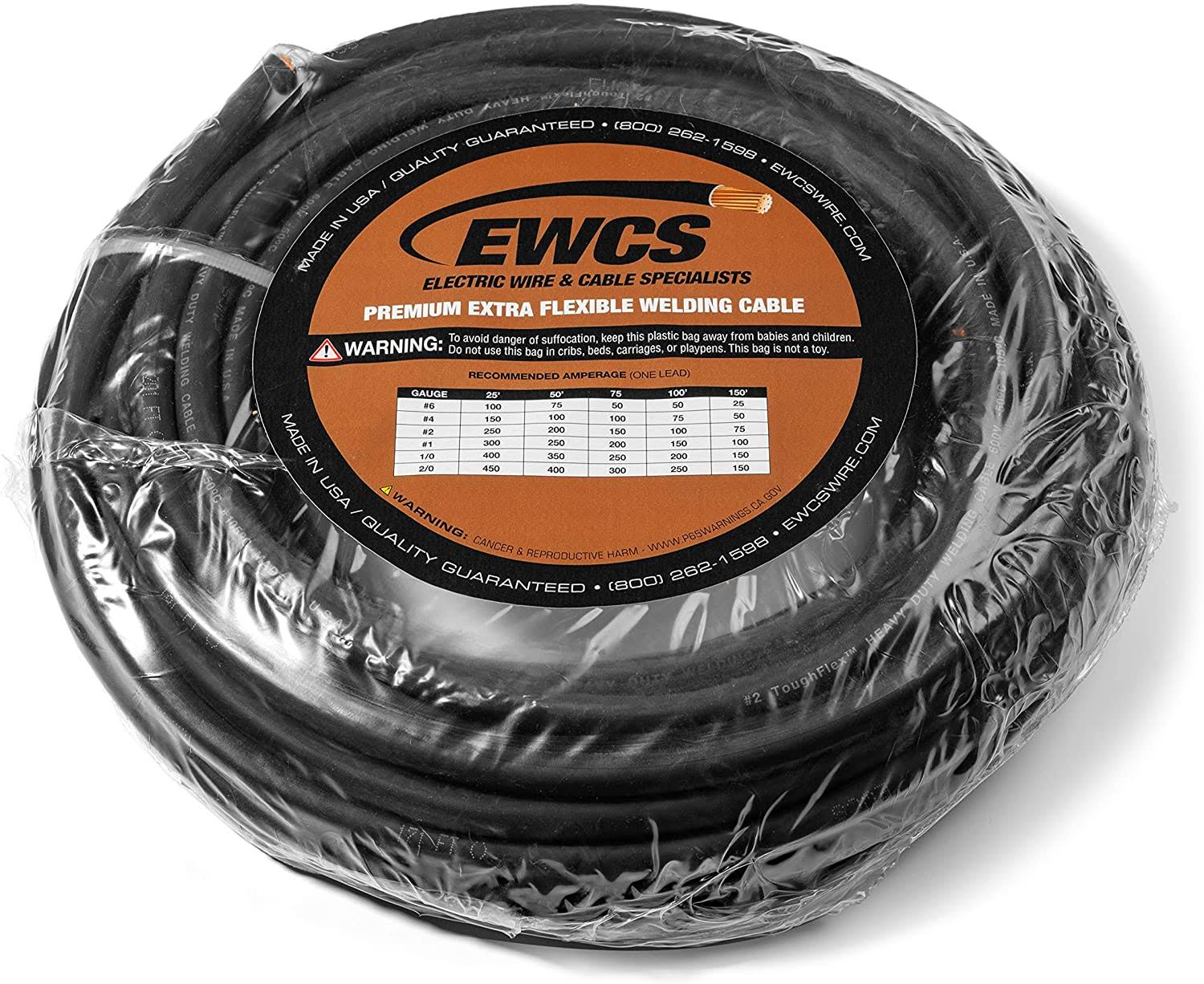 4 Gauge Extra Flexible Welding Cable 600 Volt Black 50 Feet T7061