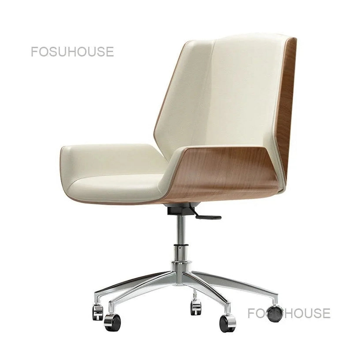 Solid Wood Leather Swivel Office Chair C144