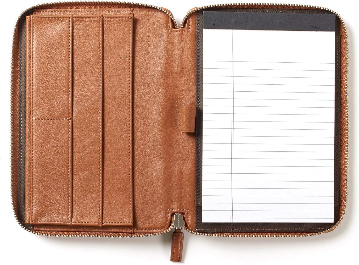Cognac Full Grain Leather A5 Zippered Portfolio K680616