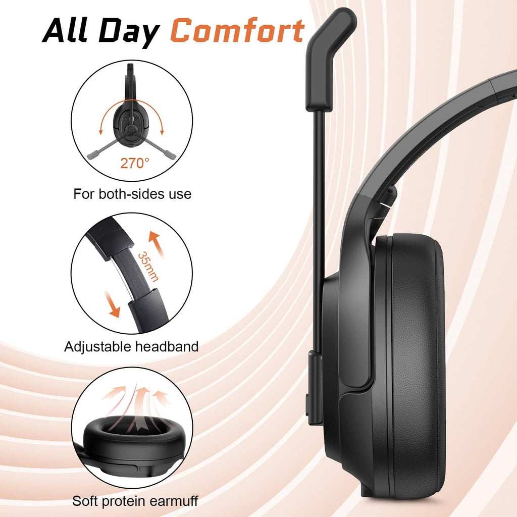 Noise Canceling Wireless Over Ear Bluetooth Headset with Microphone, Pack of 2 A701219