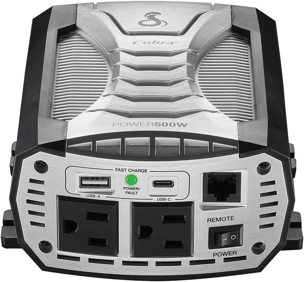 500W Portable Car Power Inverter with 2 AC Outlets and USB Ports R650298