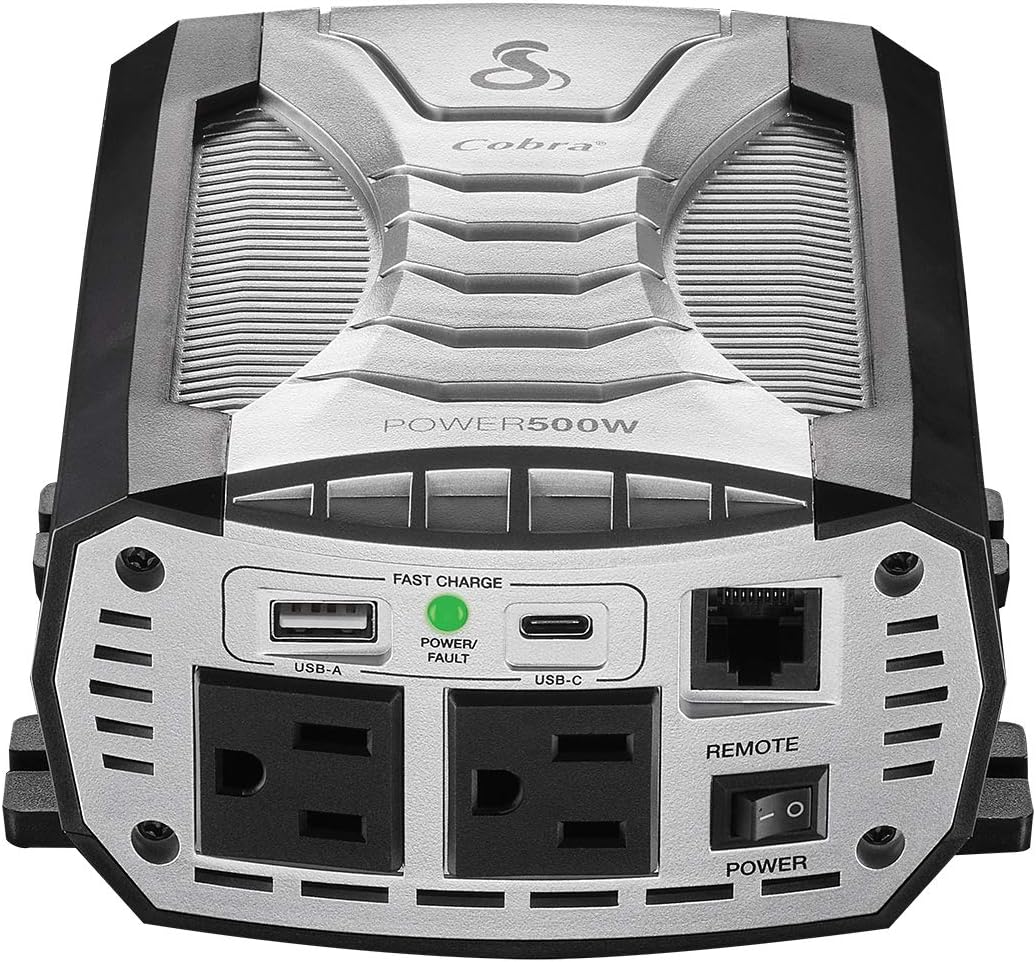 500W Portable Car Power Inverter with 2 AC Outlets and USB Ports R650298