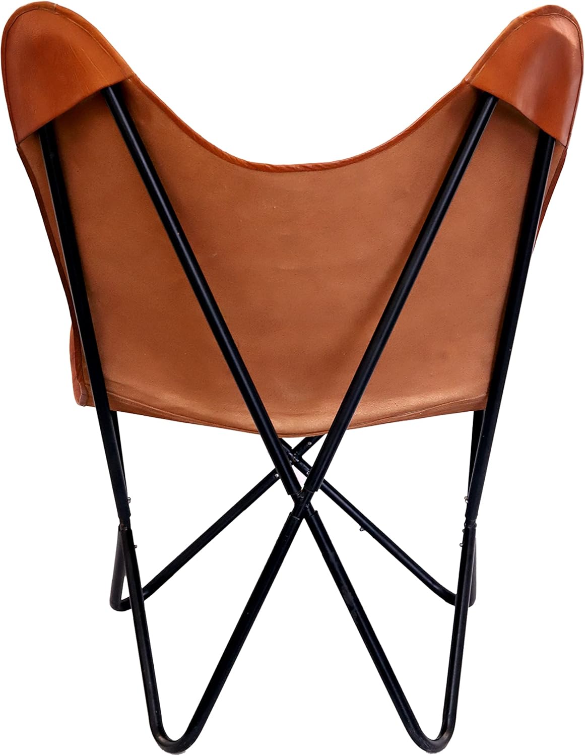 Brown Leather Canvas Folding Chair with Powder Coated Iron Frame A93378