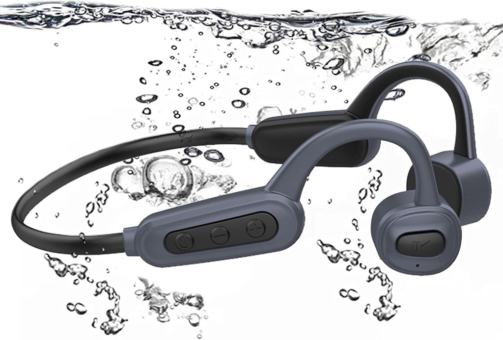 IPX8 Waterproof Bone Conduction Open Ear Headphones with 16G Memory Grey Z89973