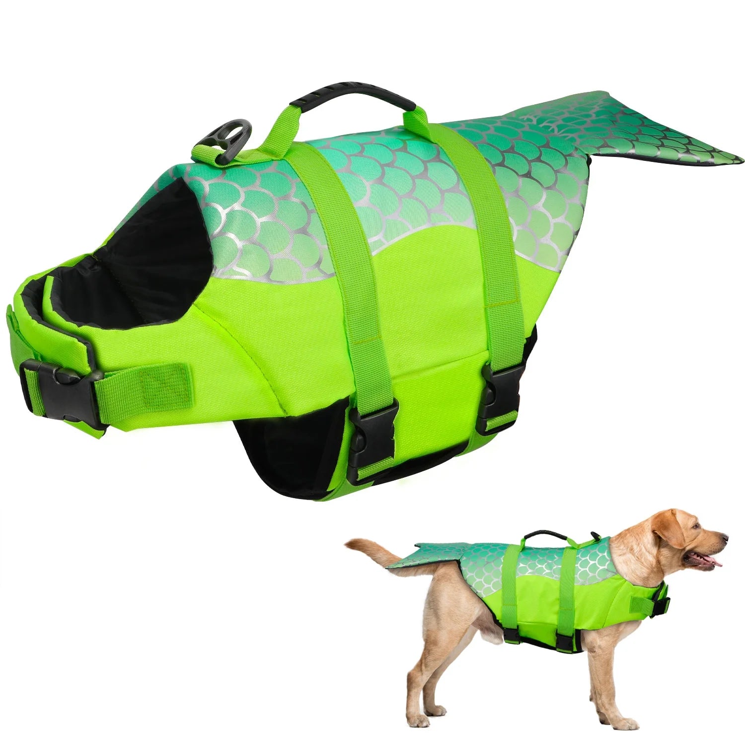 Mermaid Dog Life Jacket with Rescue Handle W865