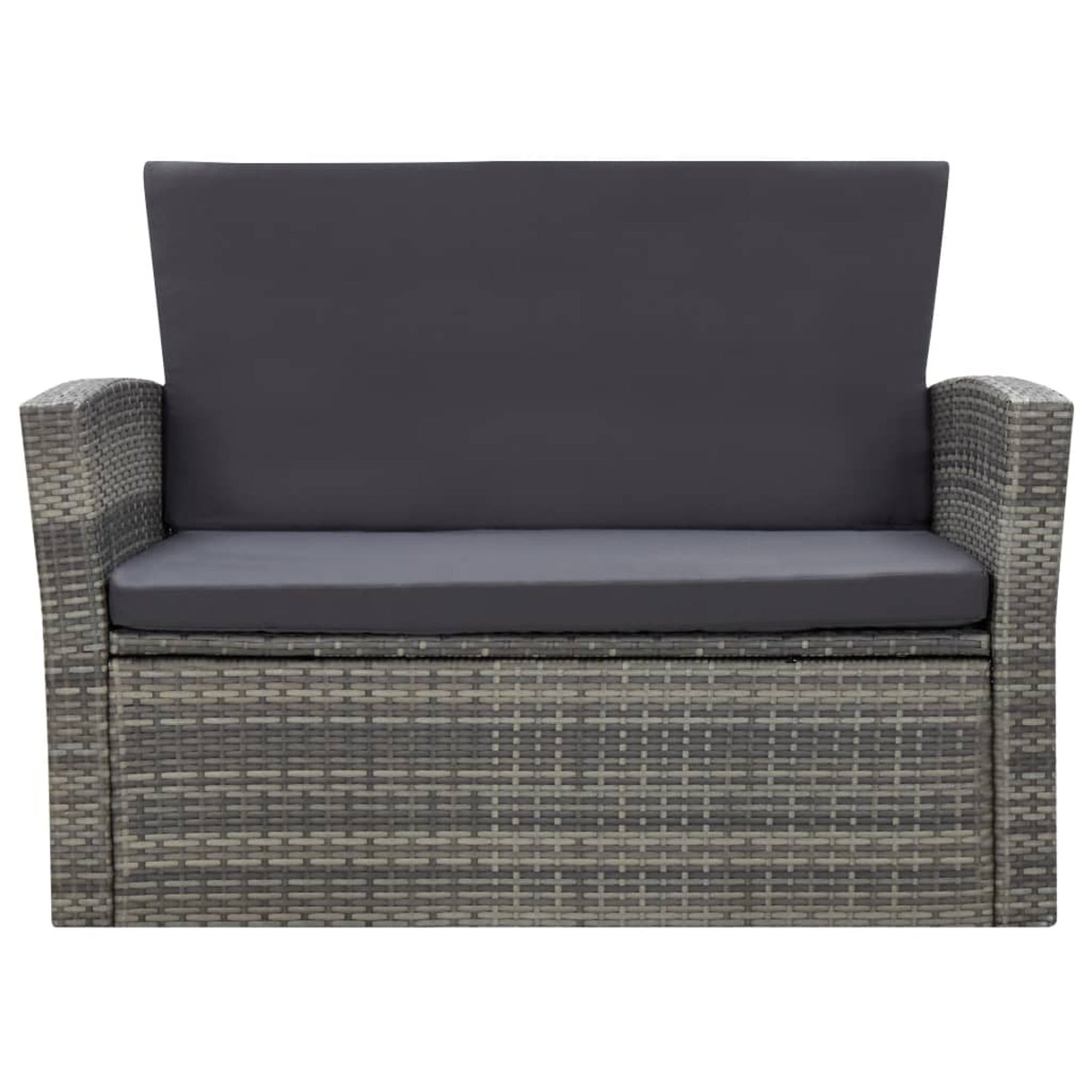 Gray Poly Rattan Patio Lounge Set with Table, Bench and 2 Chairs S9658