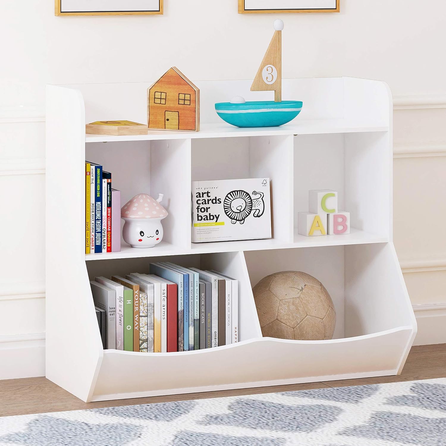 White Toy Storage Organizer with Bookcase R19211