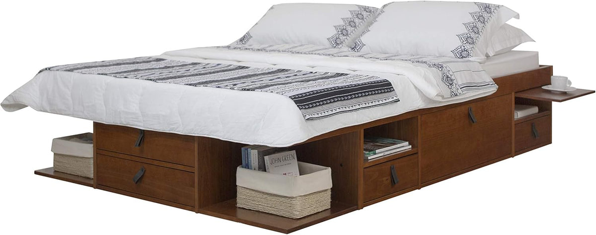 Caramel Full Size Storage Platform Bed with Drawers X9257