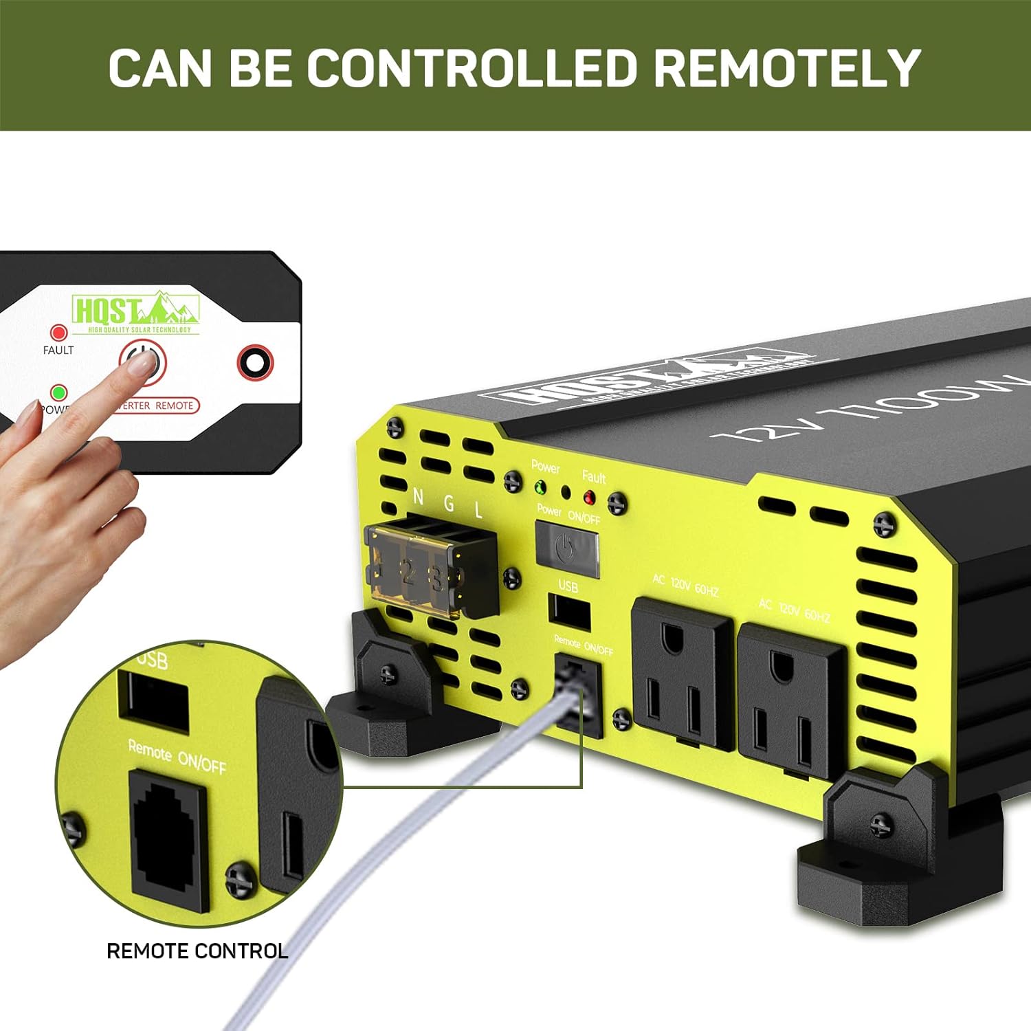 1100 Watt Power Inverter 12V DC to 120V AC Converter with Dual AC Outlets USB F457293