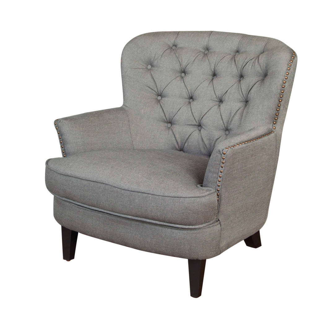 Grey Tufted Fabric Club Chair E441