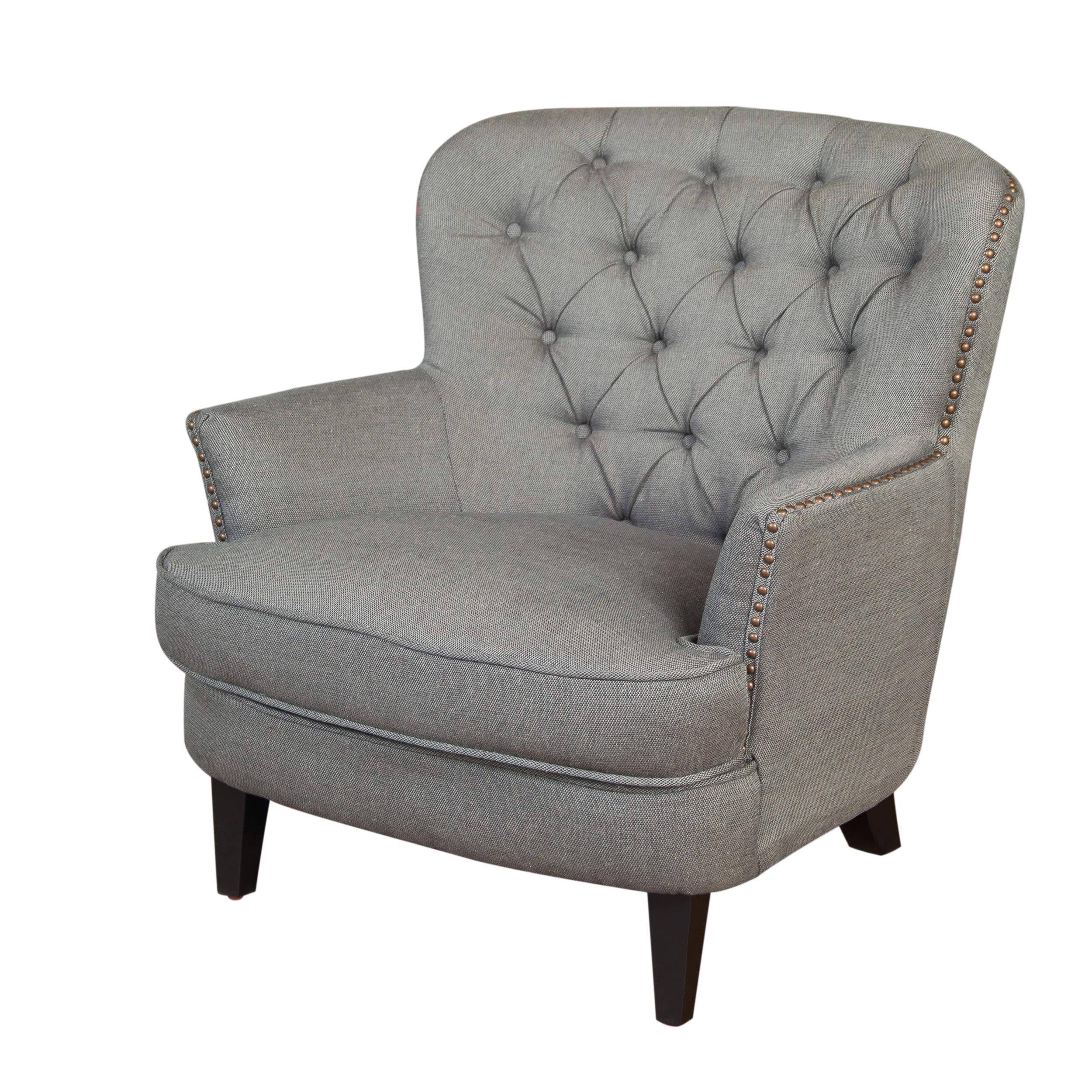 Grey Tufted Fabric Club Chair E441