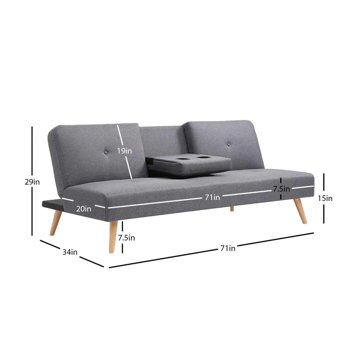 Grey Polyester Futon O1529