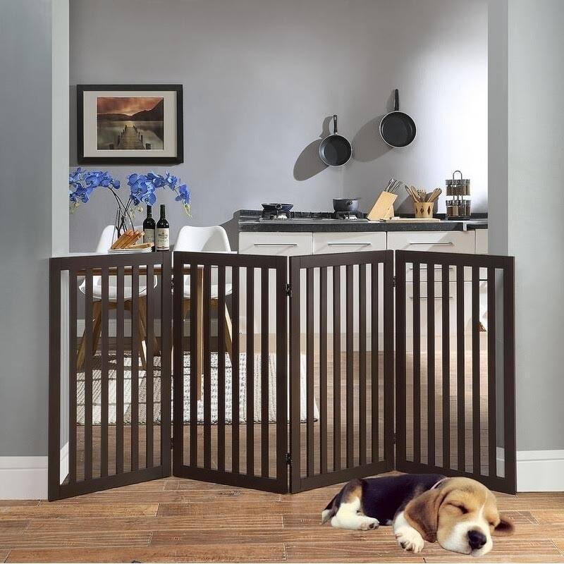 Freestanding Wooden Pet Gate 4 Panels H71011