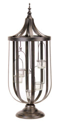 Antique-Style Bronze Birdcage Glass Votive Candle Holder D444