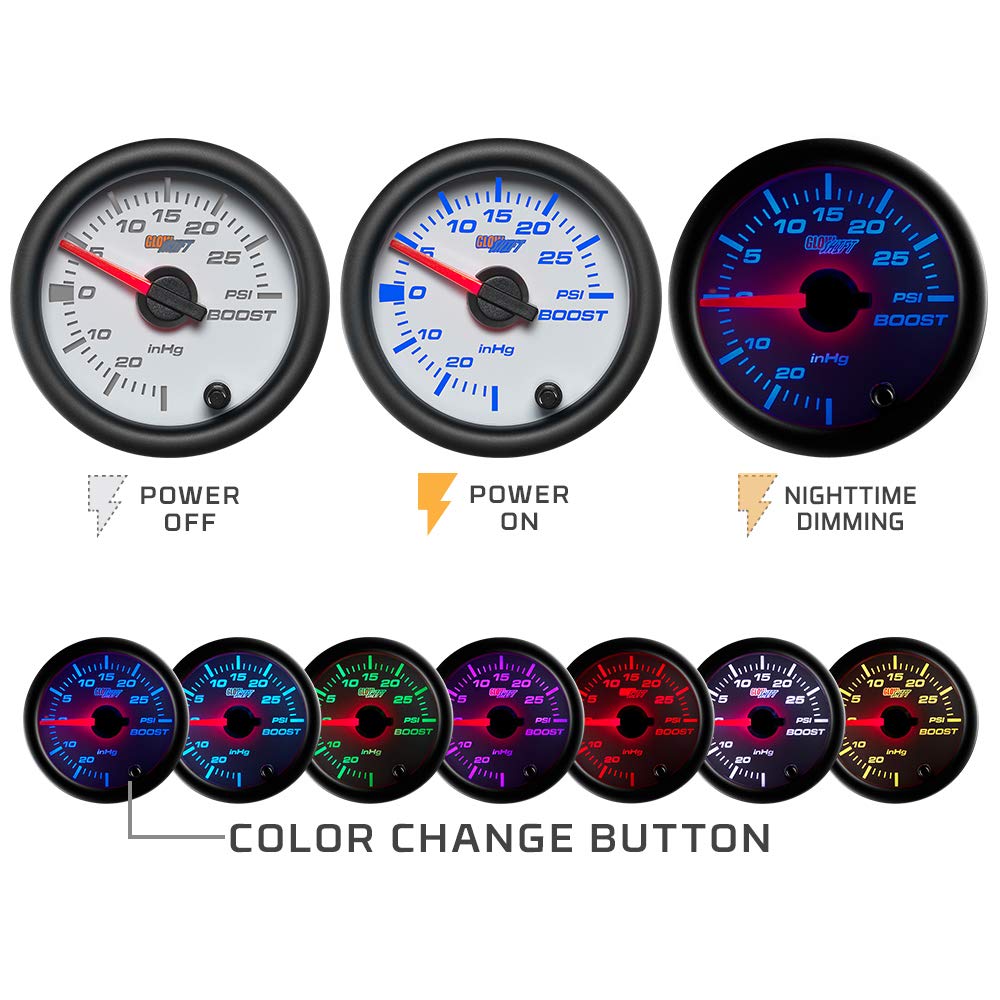 White 7 Color 300 F Water Coolant Temperature Gauge Kit with Electronic Sensor, 2-1/16 52mm Pack of 2 Q565